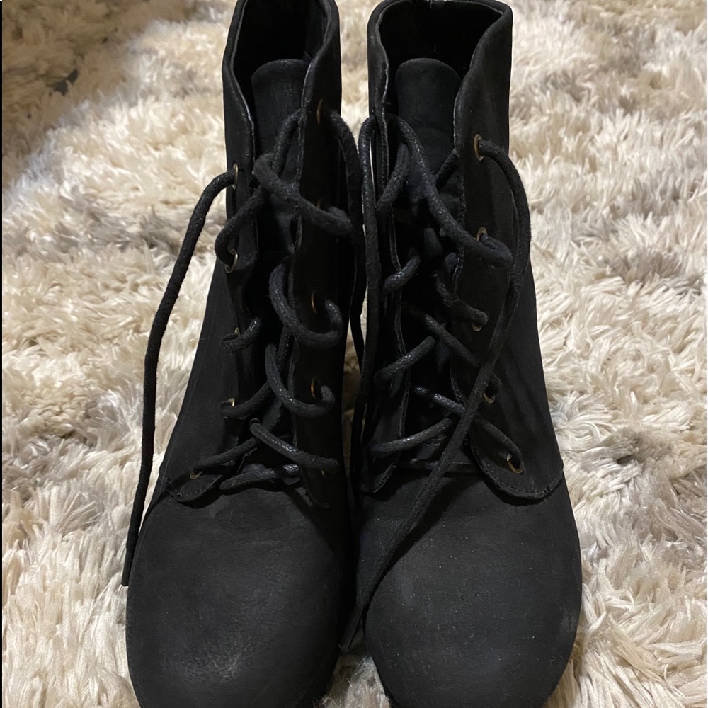 Black Lace Up Booties